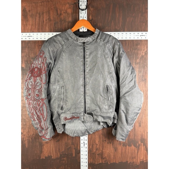 Speed & Strength Embroidered Armor Padded Motorcycle Jacket Gray Grey Women's XL - Picture 1 of 12